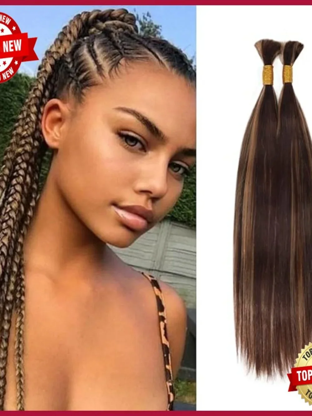 18 Inch Human Hair Extensions for Micro Braiding, 100g, Straight Texture